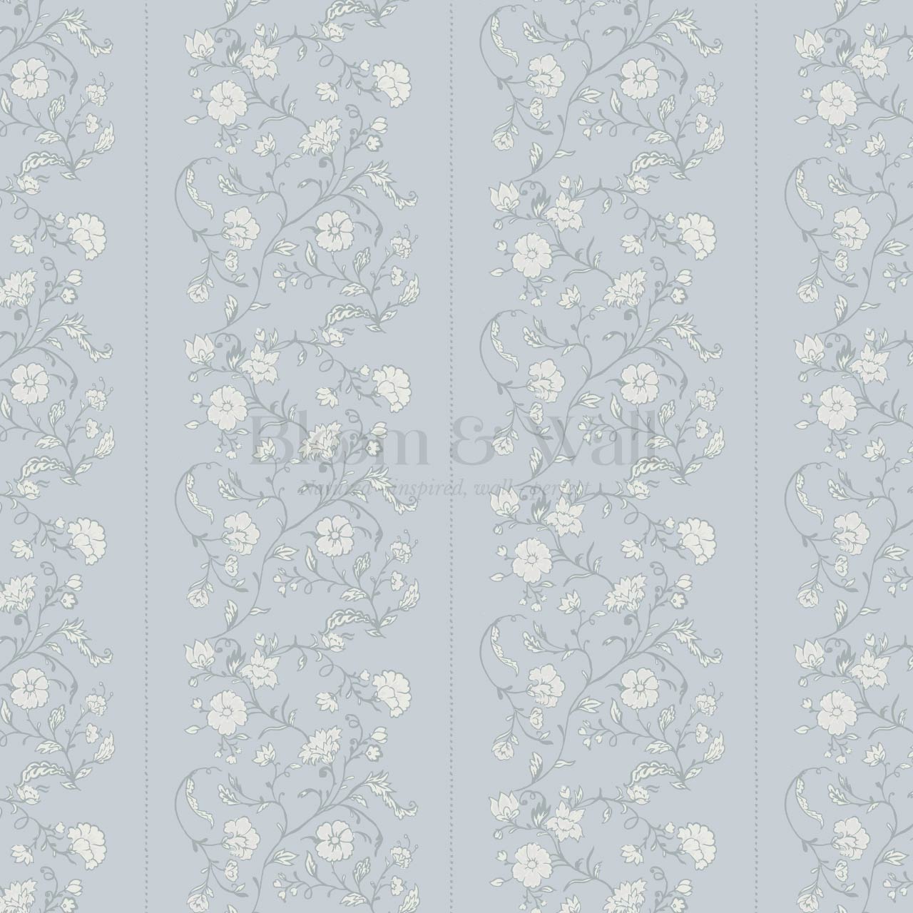 Amira Silk Garden Stripes Porcelain Blue Wallpaper