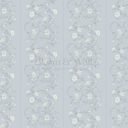 Amira Silk Garden Stripes Porcelain Blue Wallpaper
