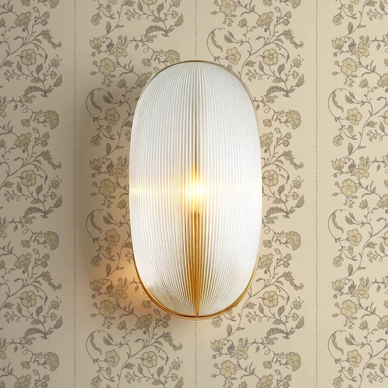 Amira Silk Garden Stripes Parchment Olive Wallpaper