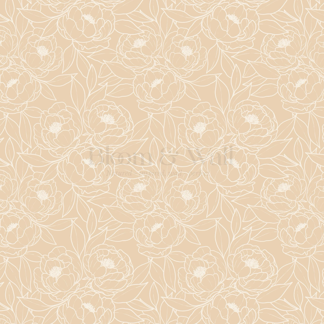 Amy Delicate Peonies Coral Wallpaper