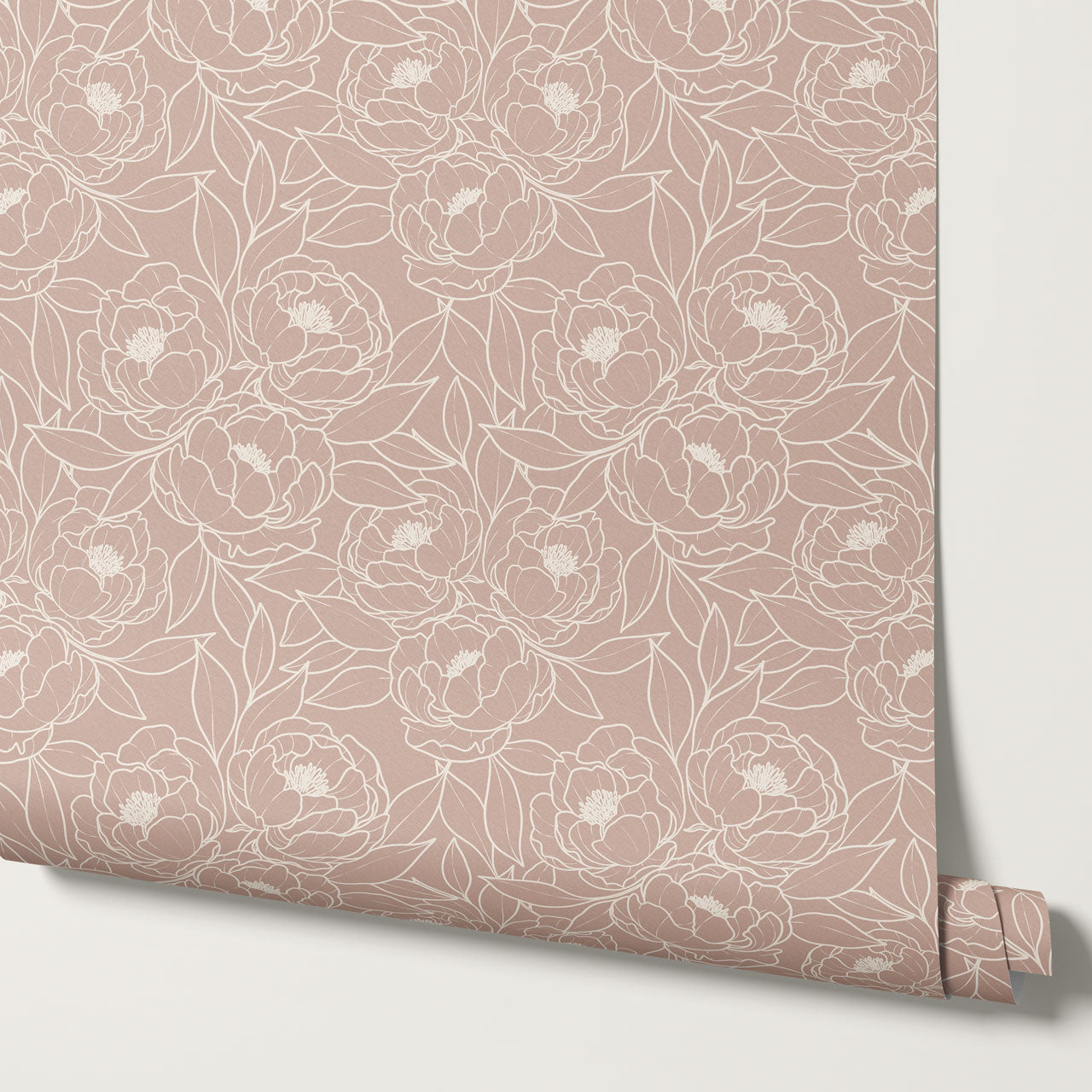 Amy Delicate Peonies Mauve Wallpaper