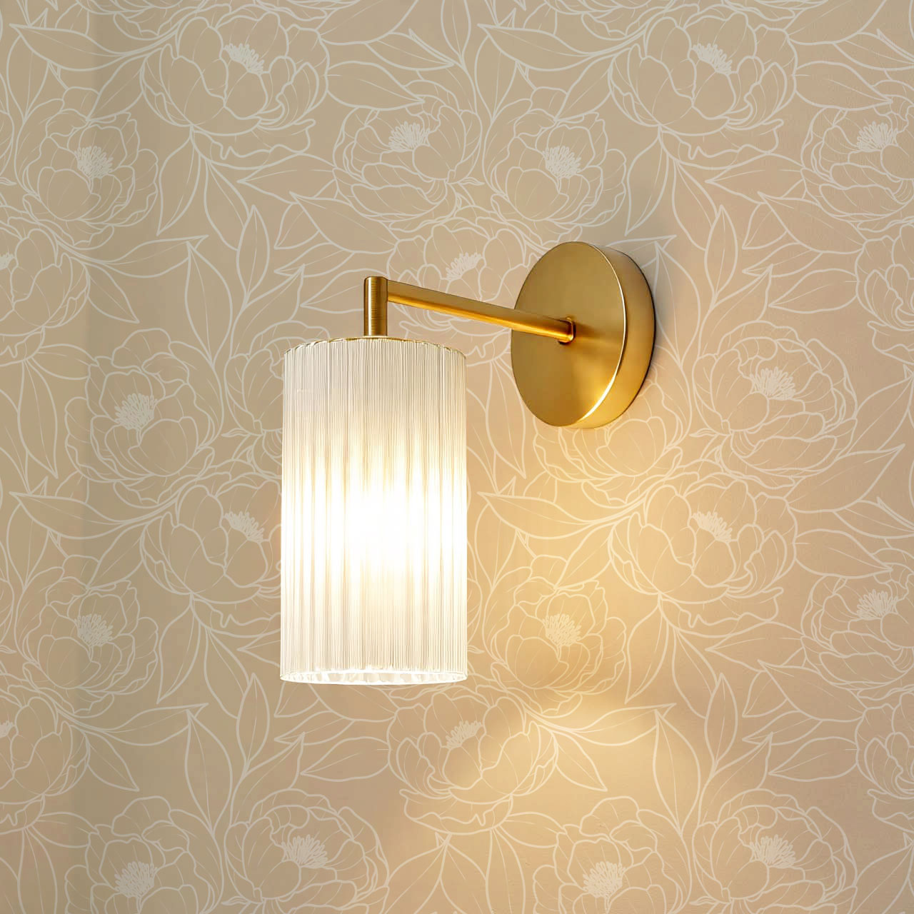 Amy Delicate Peonies Coral Wallpaper