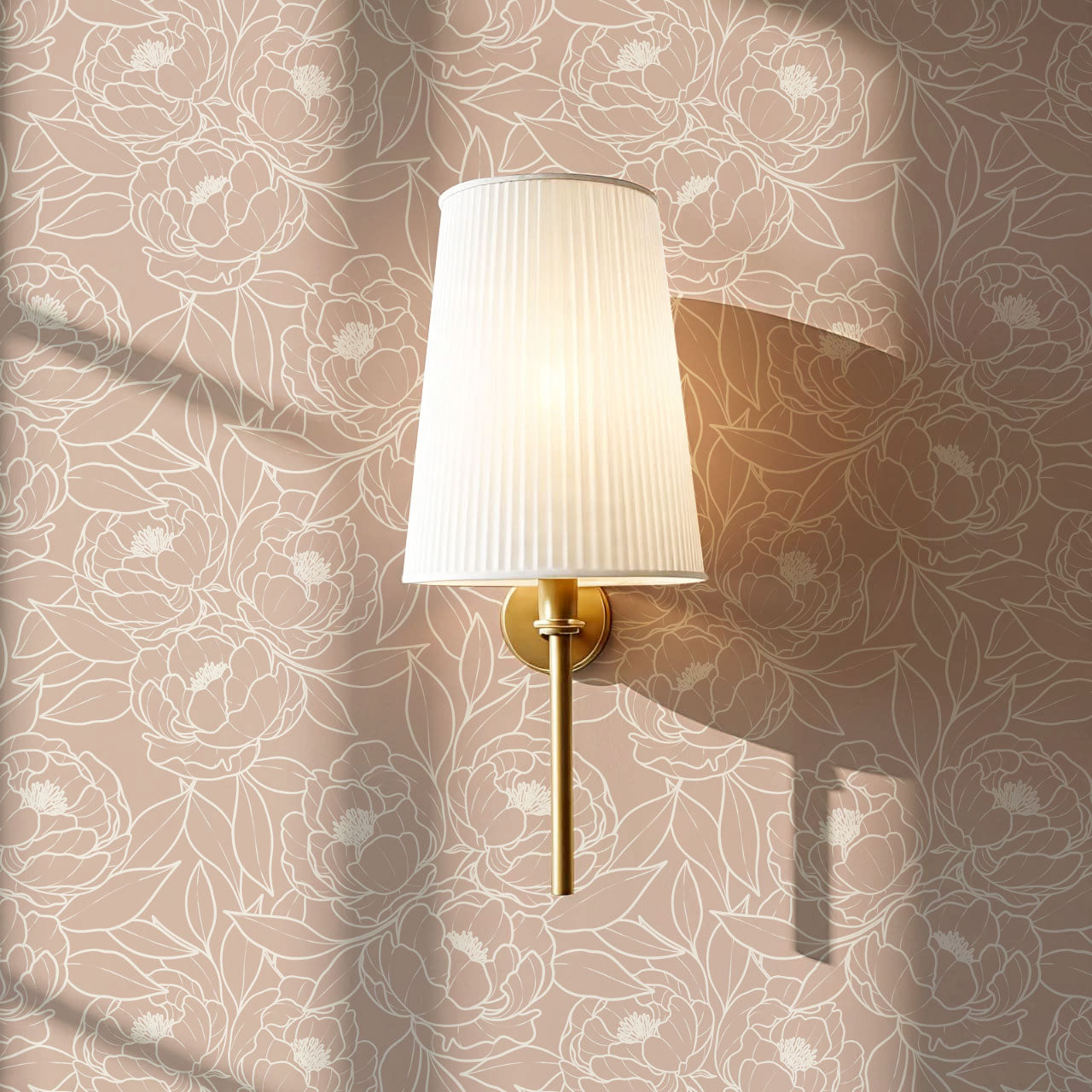 Amy Delicate Peonies Mauve Wallpaper