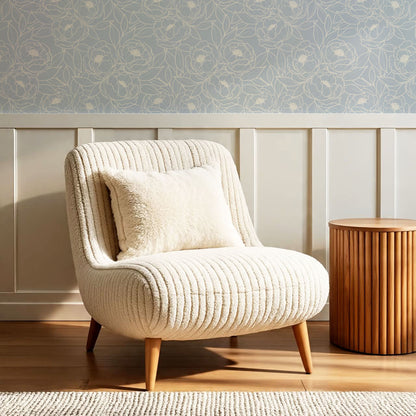 Amy Delicate Peonies Blue Wallpaper