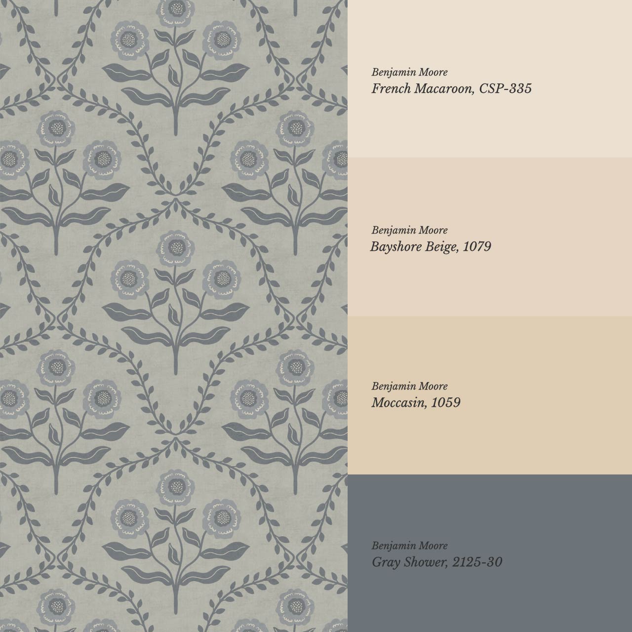 Ana Lumen Bloom Silver Dove Slate Wallpaper