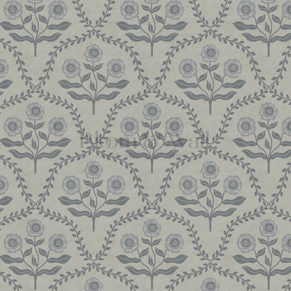 Ana Lumen Bloom Silver Dove Slate Wallpaper