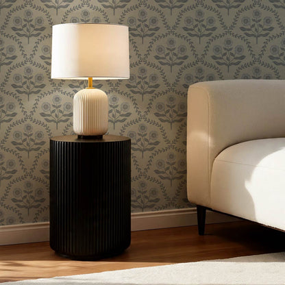 Ana Lumen Bloom Silver Dove Slate Wallpaper