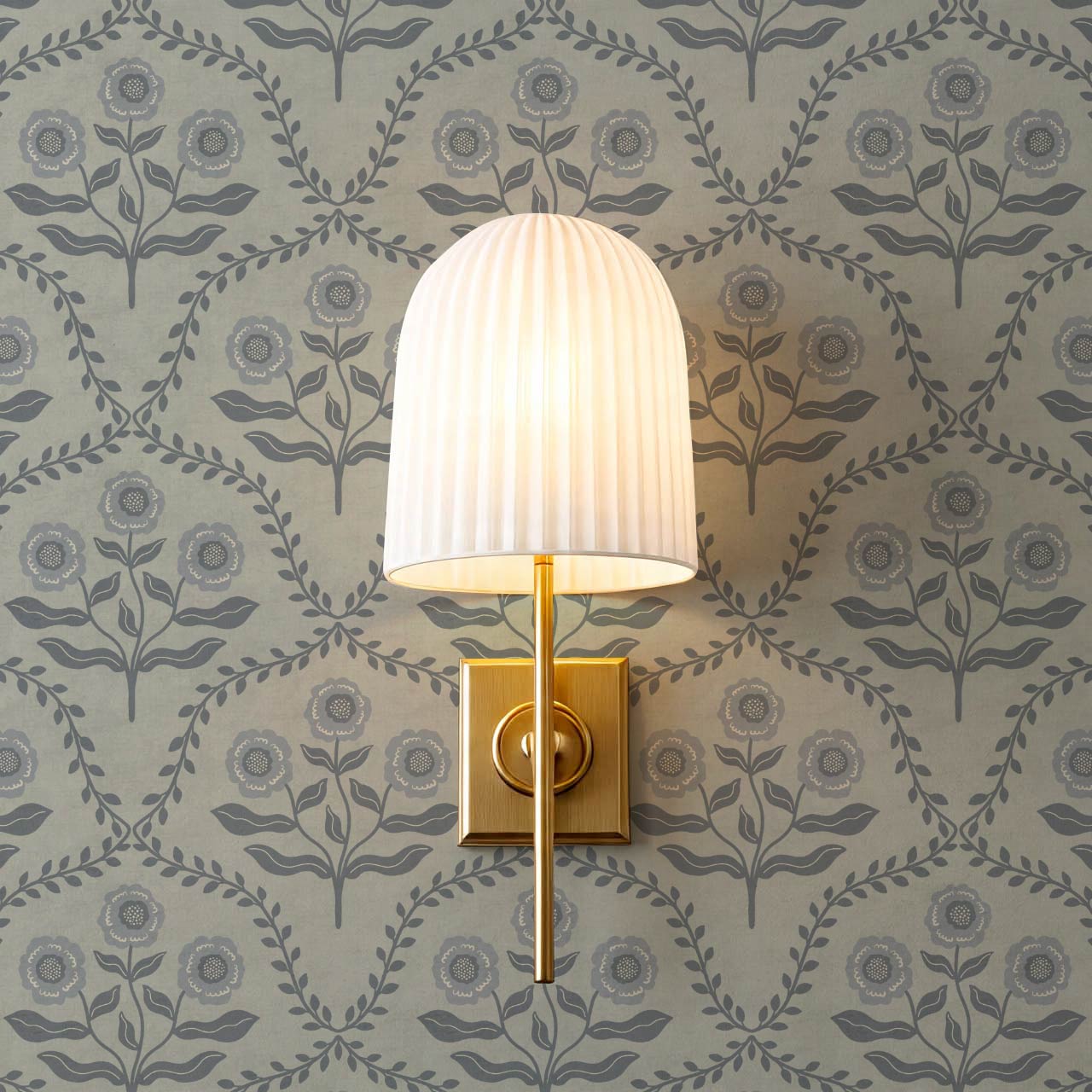 Ana Lumen Bloom Silver Dove Slate Wallpaper