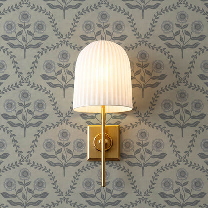 Ana Lumen Bloom Silver Dove Slate Wallpaper