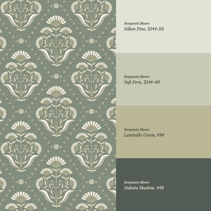 Anais Florals Garden Green Wallpaper