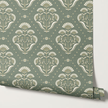 Anais Florals Garden Green Wallpaper