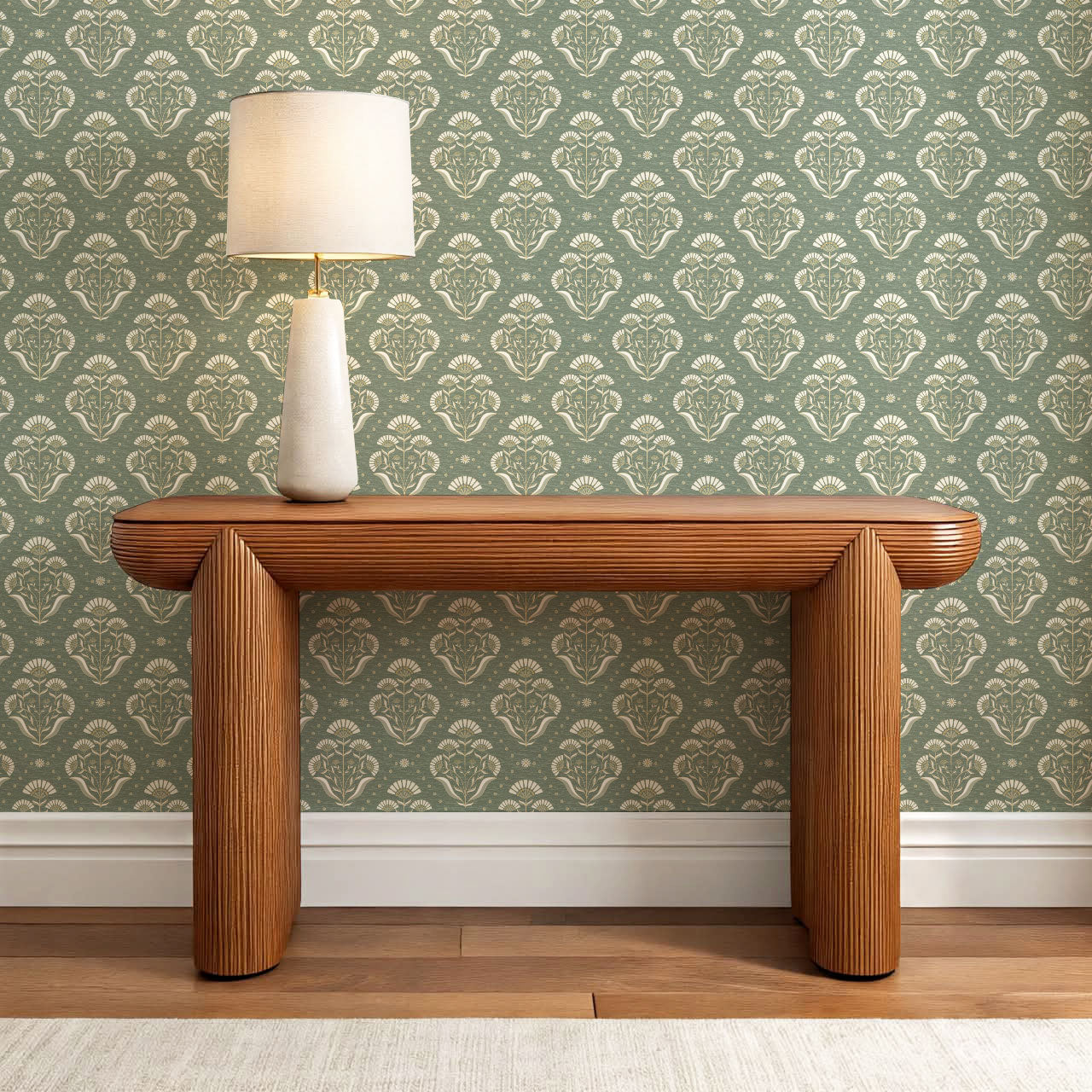 Anais Florals Garden Green Wallpaper