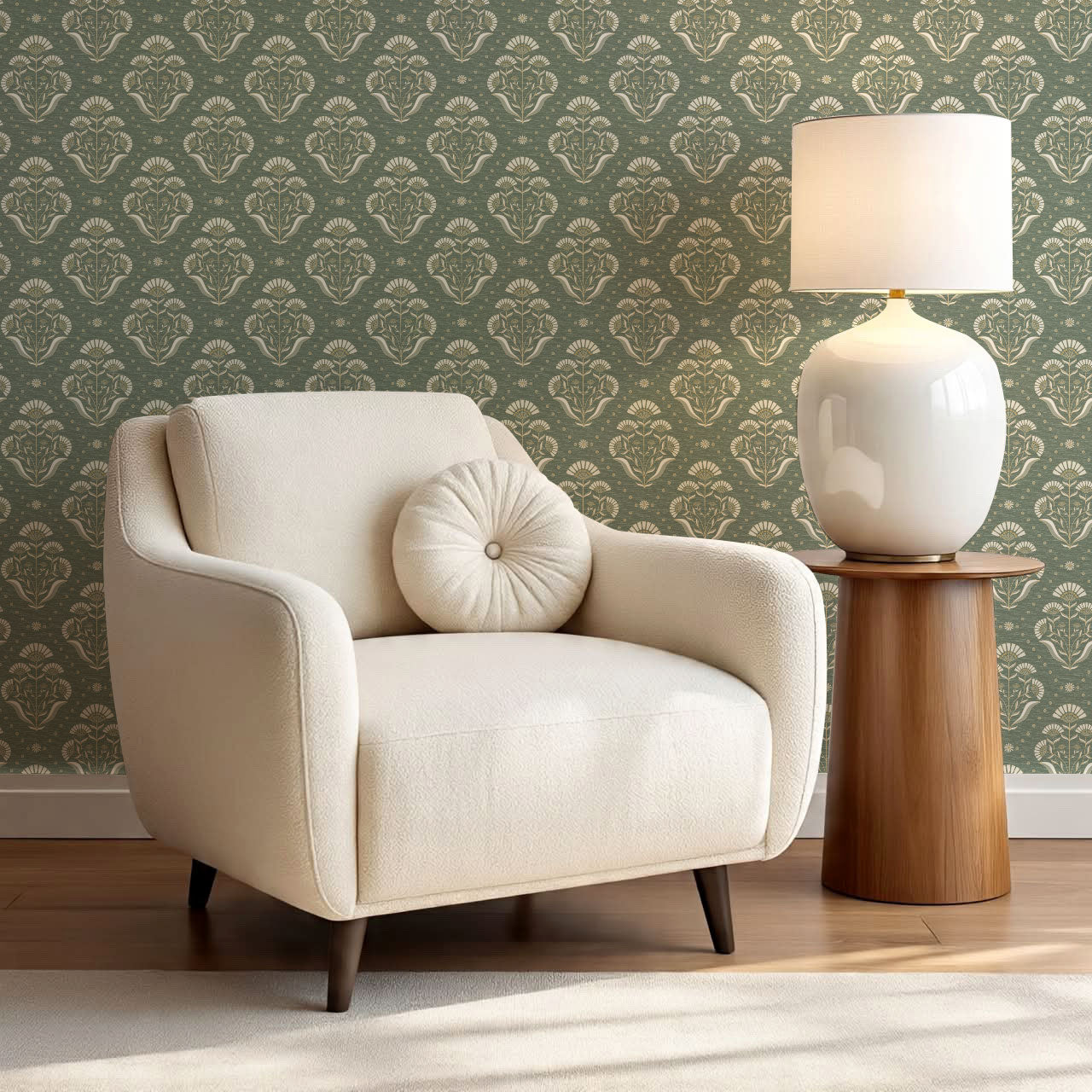 Anais Florals Garden Green Wallpaper