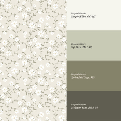 Anastasia Flowering Vines Neutral Wallpaper