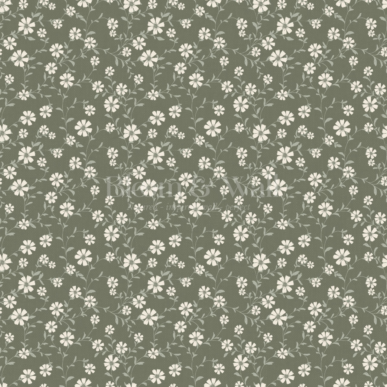 Anastasia Flowering Vines Sage Wallpaper