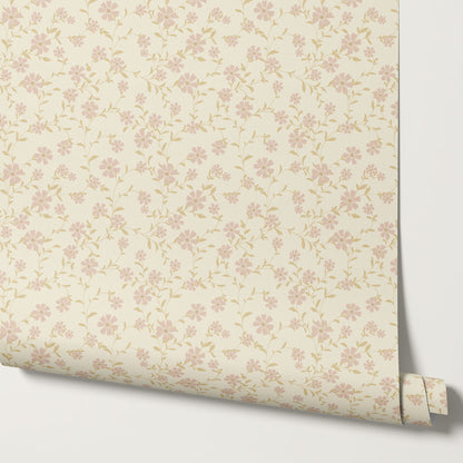 Anastasia Flowering Vines Blush Wallpaper
