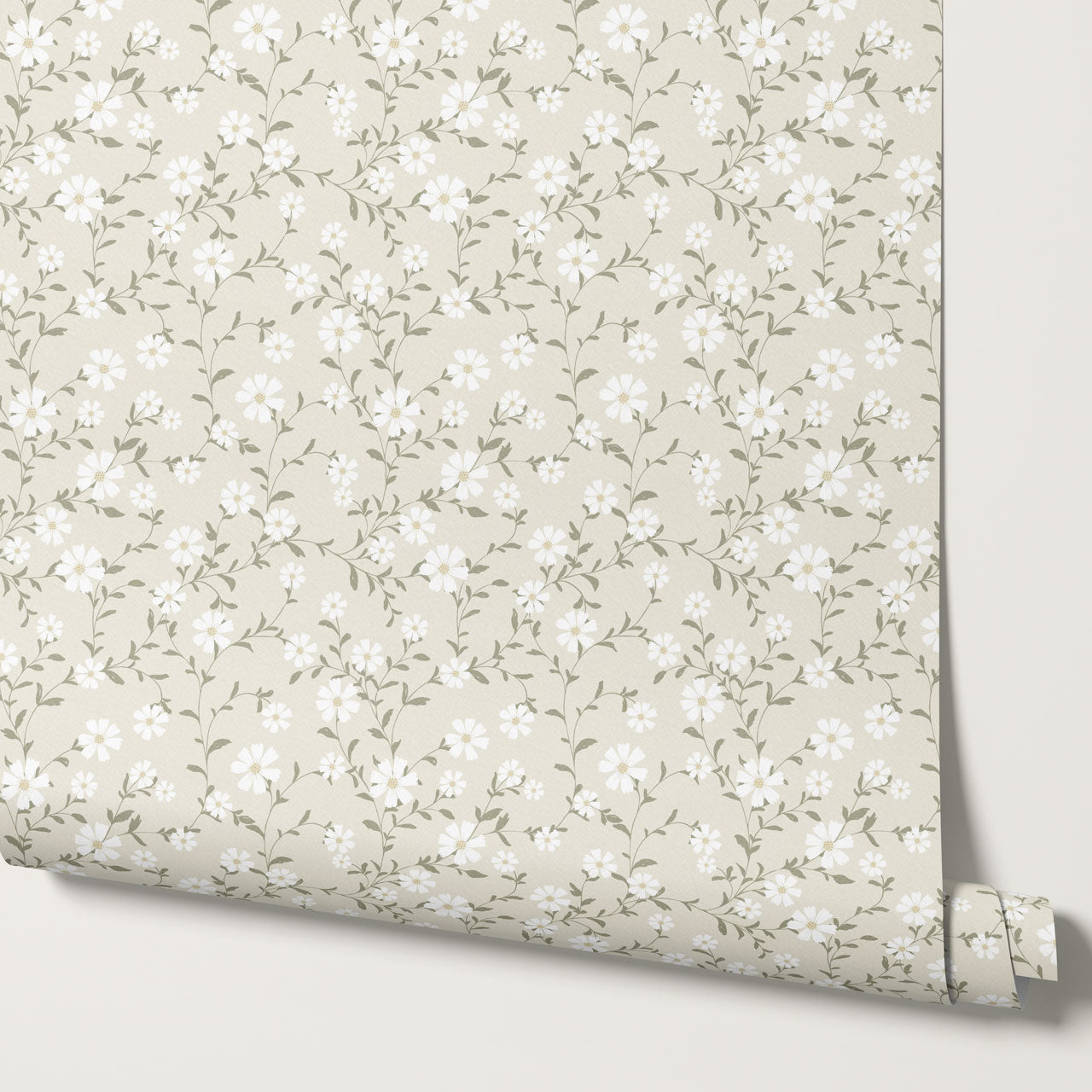 Anastasia Flowering Vines Neutral Wallpaper