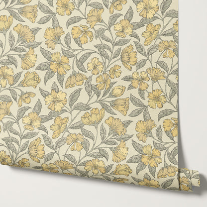 Andrea Godetia Allover Yellow Wallpaper
