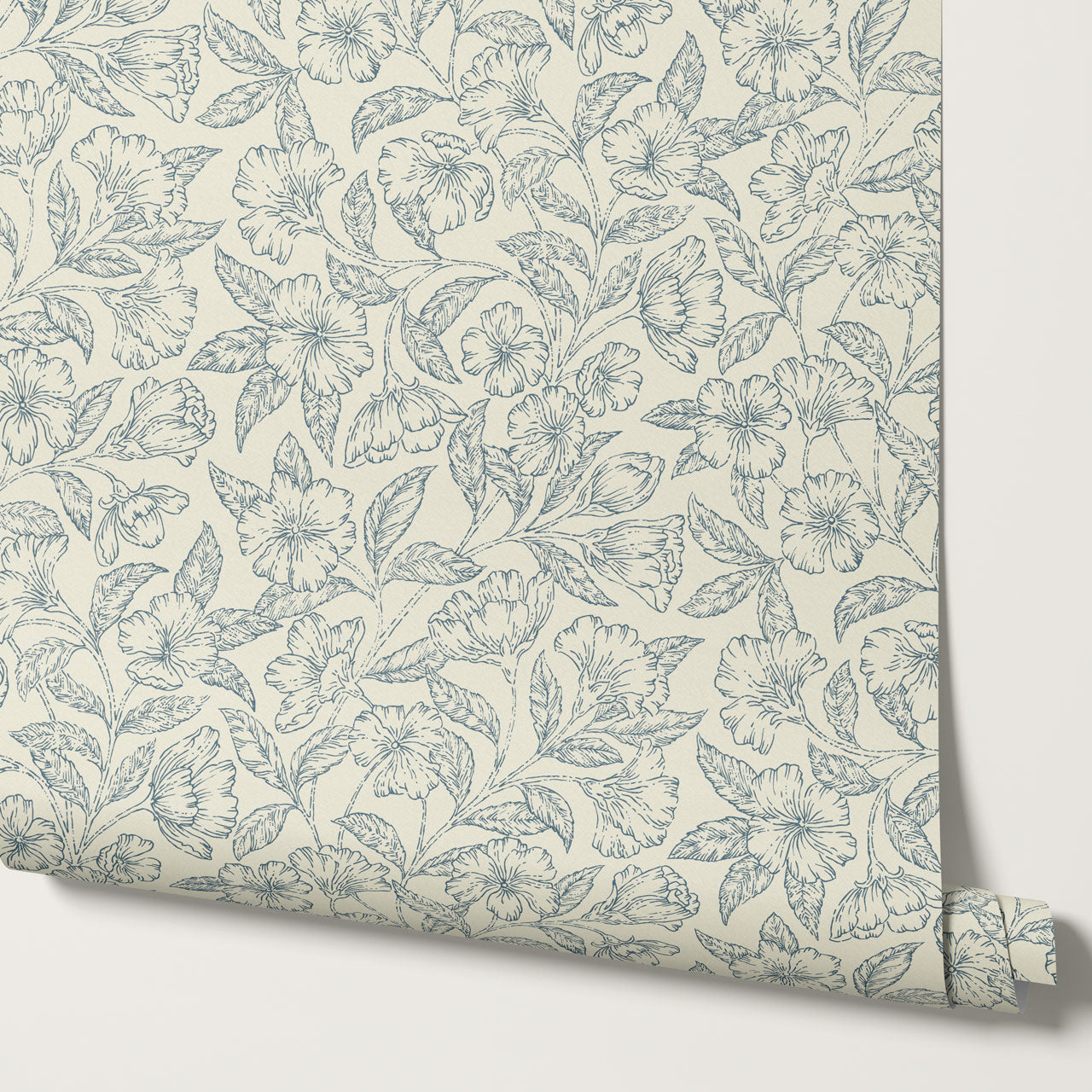 Andrea Godetia Allover Slate Butter Wallpaper