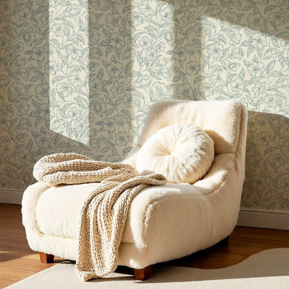 Andrea Godetia Allover Slate Butter Wallpaper