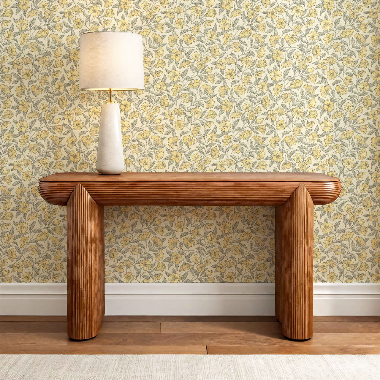 Andrea Godetia Allover Yellow Wallpaper