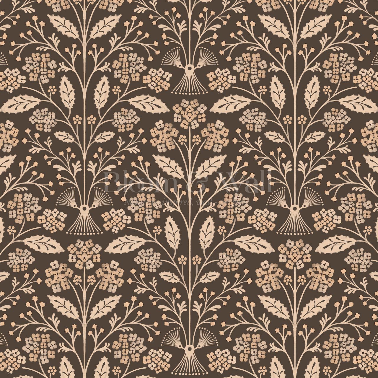 Aneira Whimsy Lantana Blooms Chocolate Wallpaper