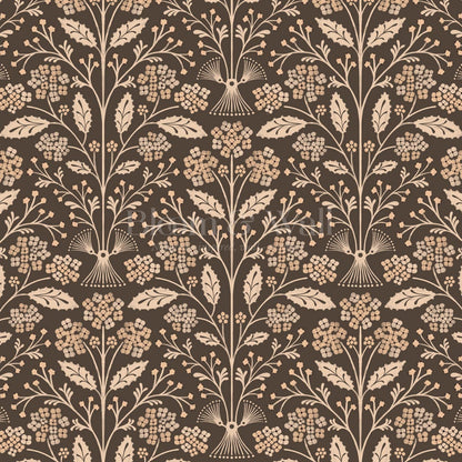 Aneira Whimsy Lantana Blooms Chocolate Wallpaper