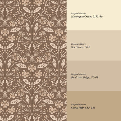 Aneira Whimsy Lantana Blooms Toffee Wallpaper