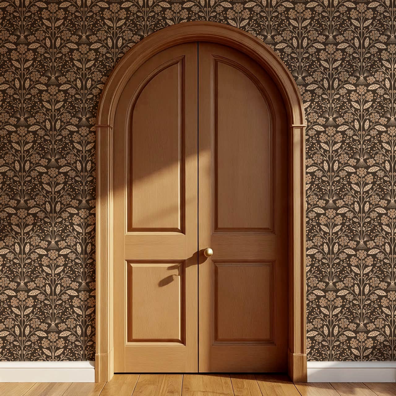Aneira Whimsy Lantana Blooms Chocolate Wallpaper