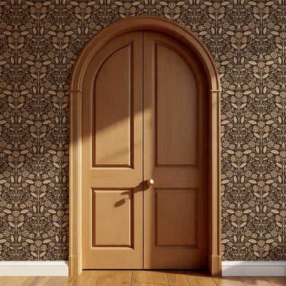 Aneira Whimsy Lantana Blooms Chocolate Wallpaper