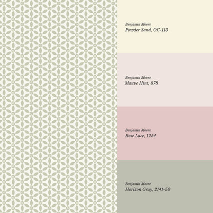 Aneta Petal Lattice Cream Sage Wallpaper