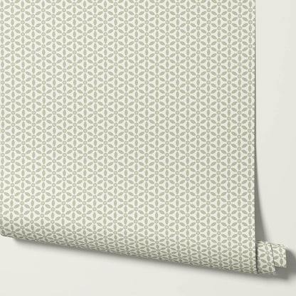 Aneta Petal Lattice Cream Sage Wallpaper