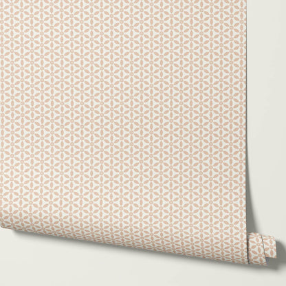 Aneta Petal Lattice Cream Peach Wallpaper