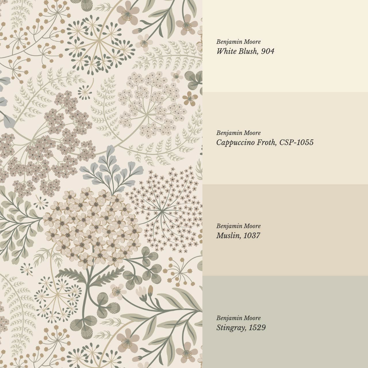 Anette Floriography Weeds Neutral Beige Wallpaper