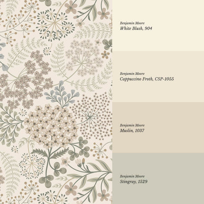 Anette Floriography Weeds Neutral Beige Wallpaper