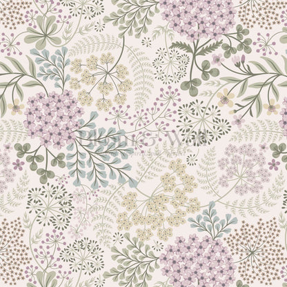 Anette Floriography Weeds Lilac Sage Wallpaper