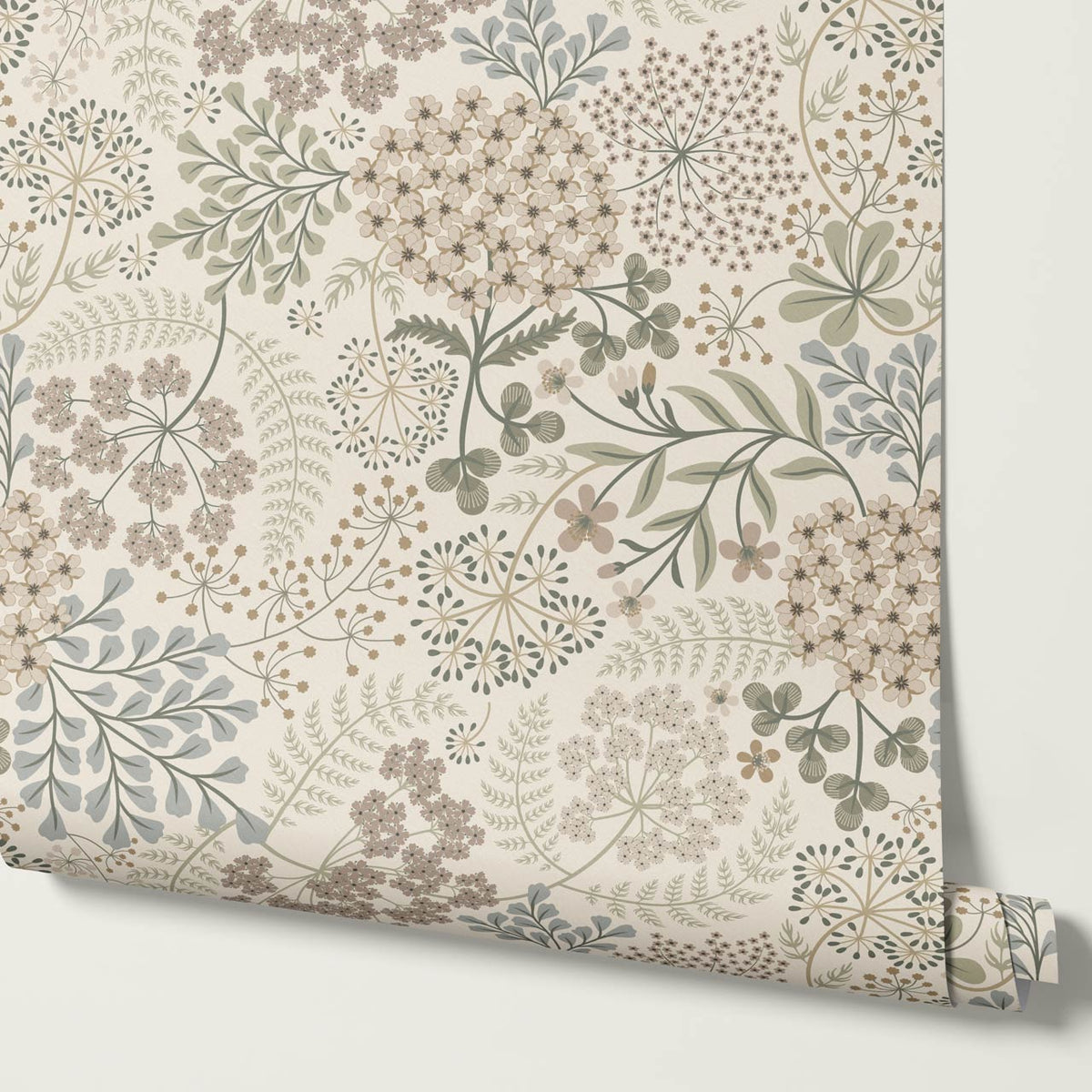 Anette Floriography Weeds Neutral Beige Wallpaper