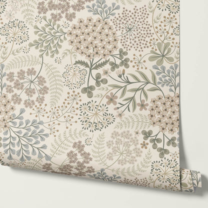 Anette Floriography Weeds Neutral Beige Wallpaper