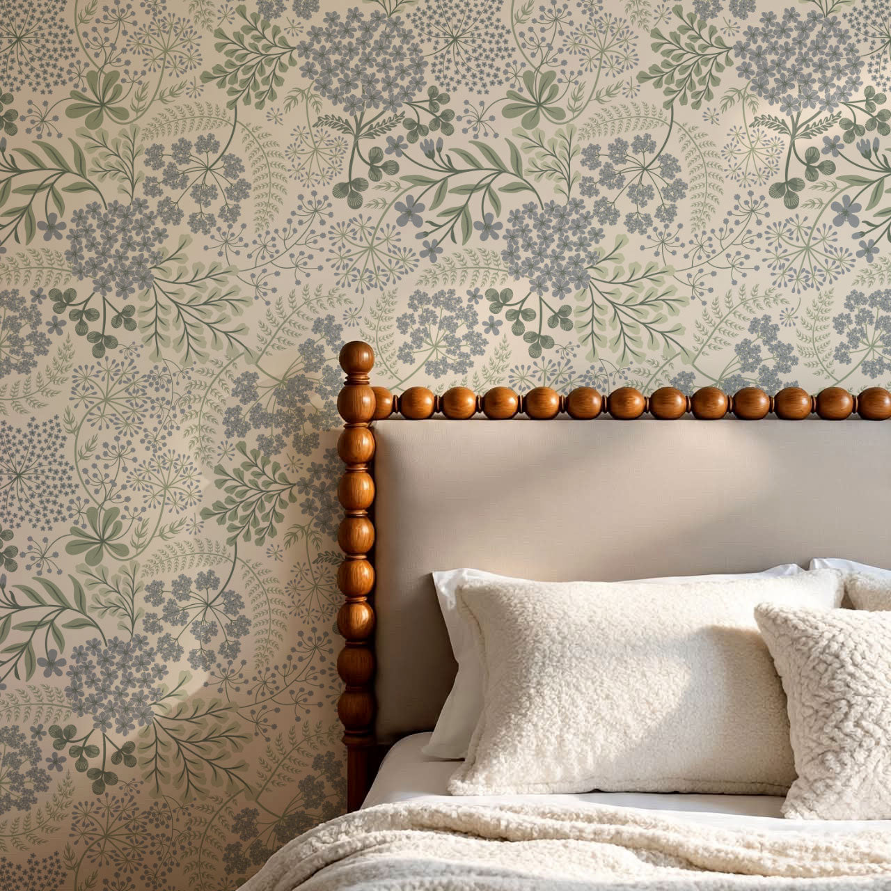 Anette Floriography Garden French Blue Wallpaper