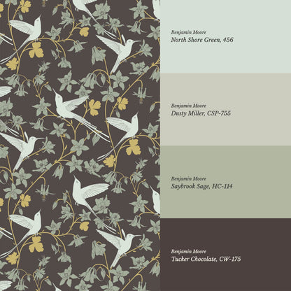 Angela Birdsong & Bloom Deep Brown Sage Wallpaper