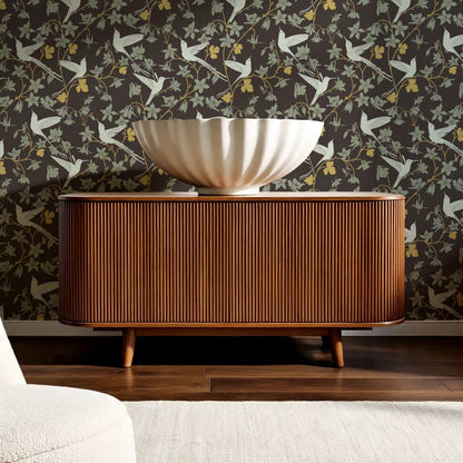 Angela Birdsong & Bloom Deep Brown Sage Wallpaper