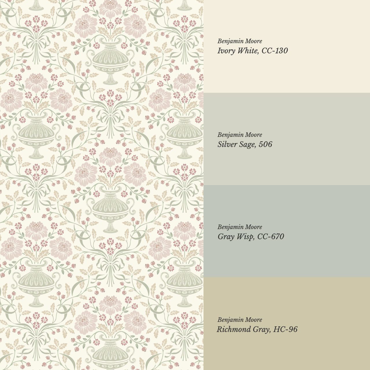Angelina Ribbon Damask Pastel Wallpaper