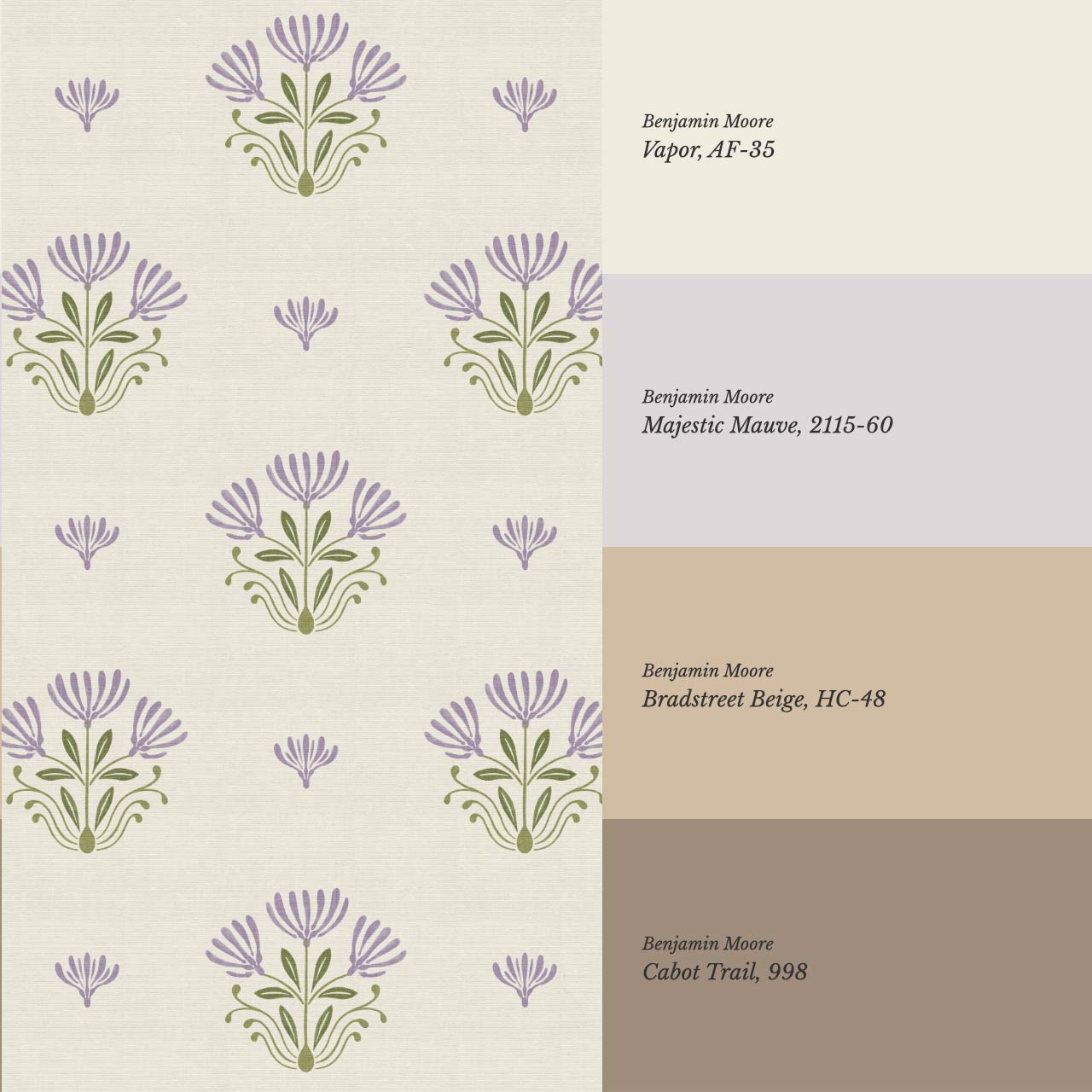 Anjali Delicate Flower Violet Beige Wallpaper