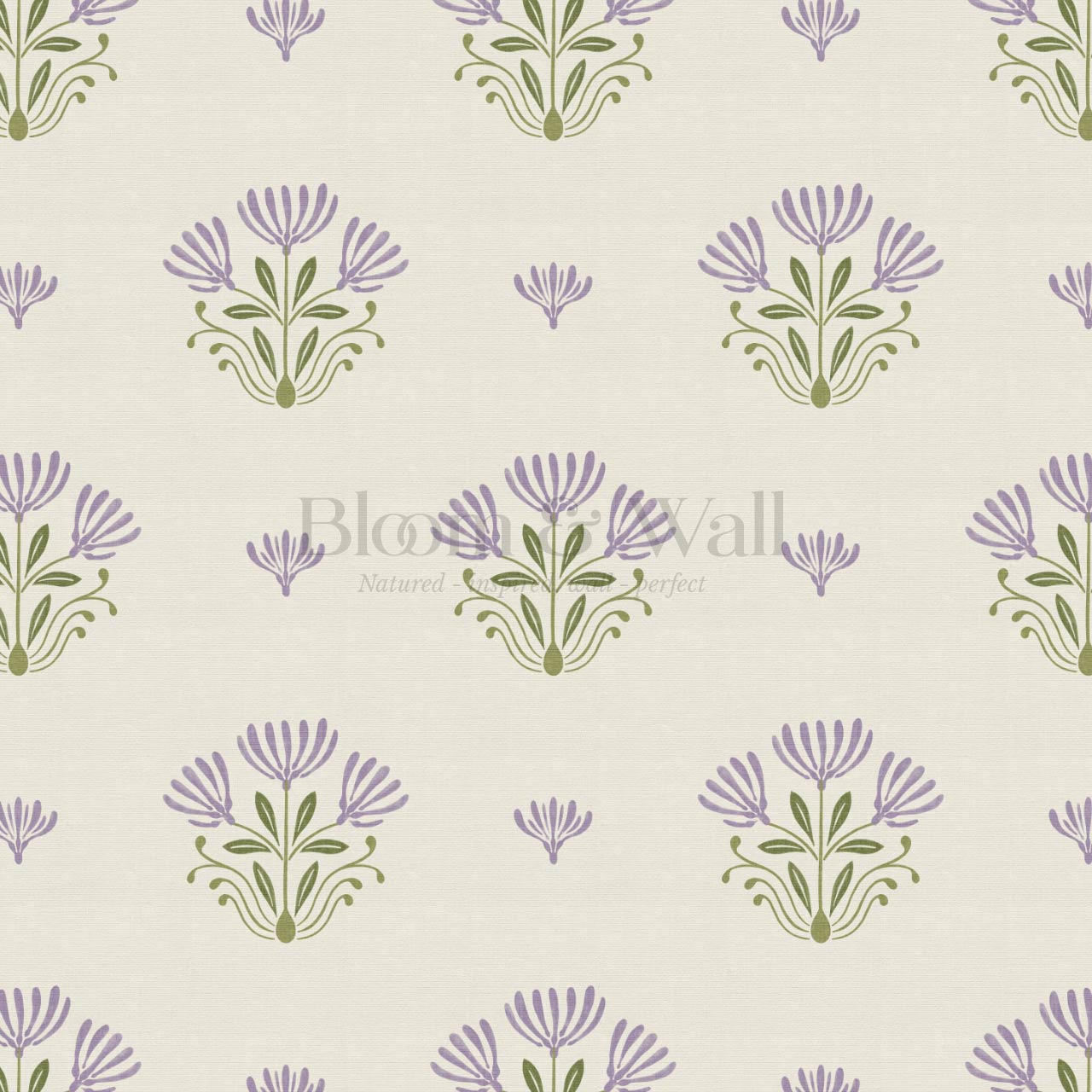 Anjali Delicate Flower Violet Beige Wallpaper