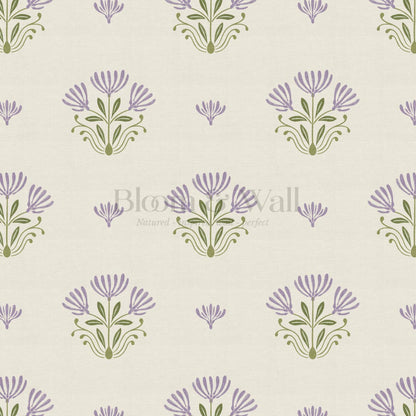 Anjali Delicate Flower Violet Beige Wallpaper