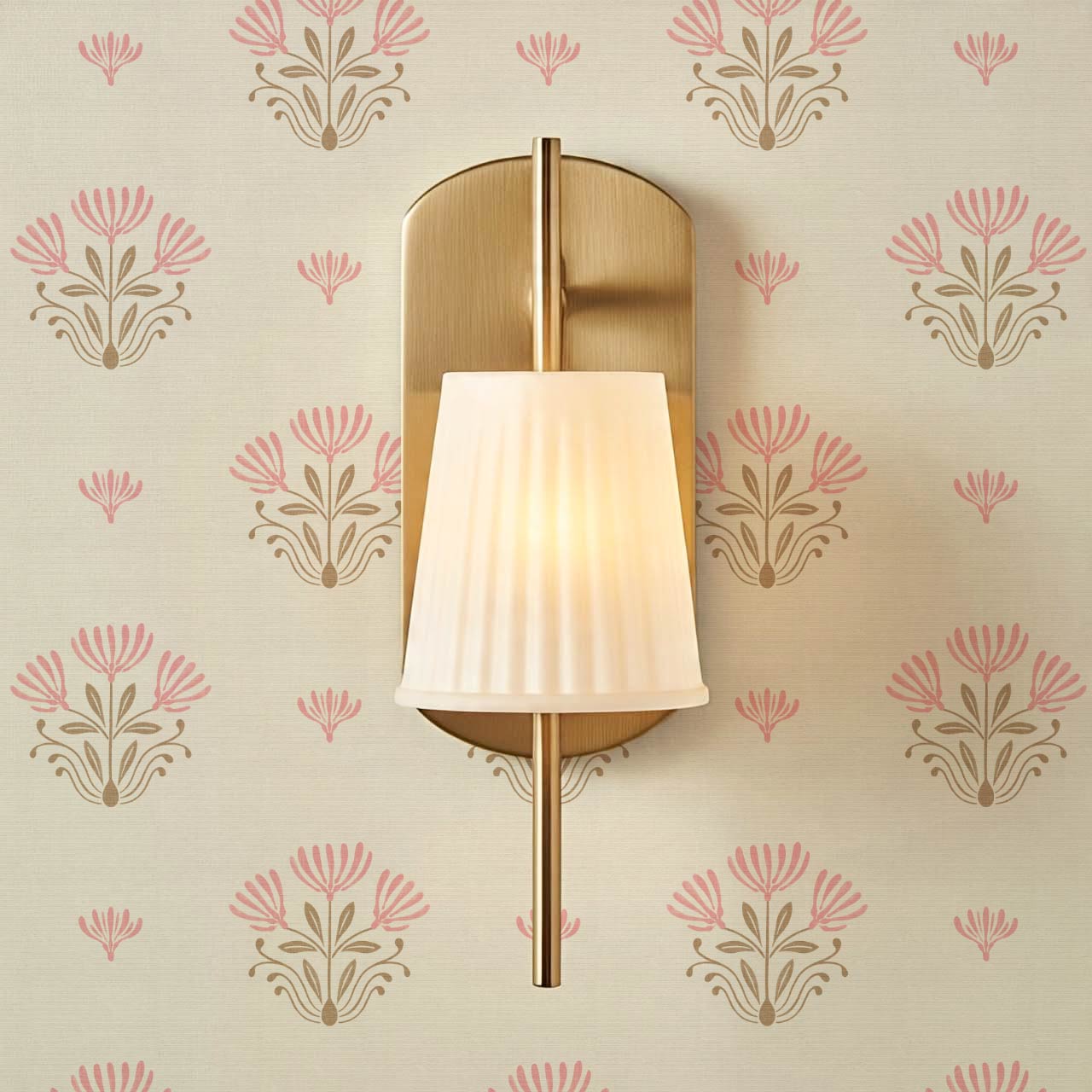 Anjali Delicate Flower Pink Beige Wallpaper