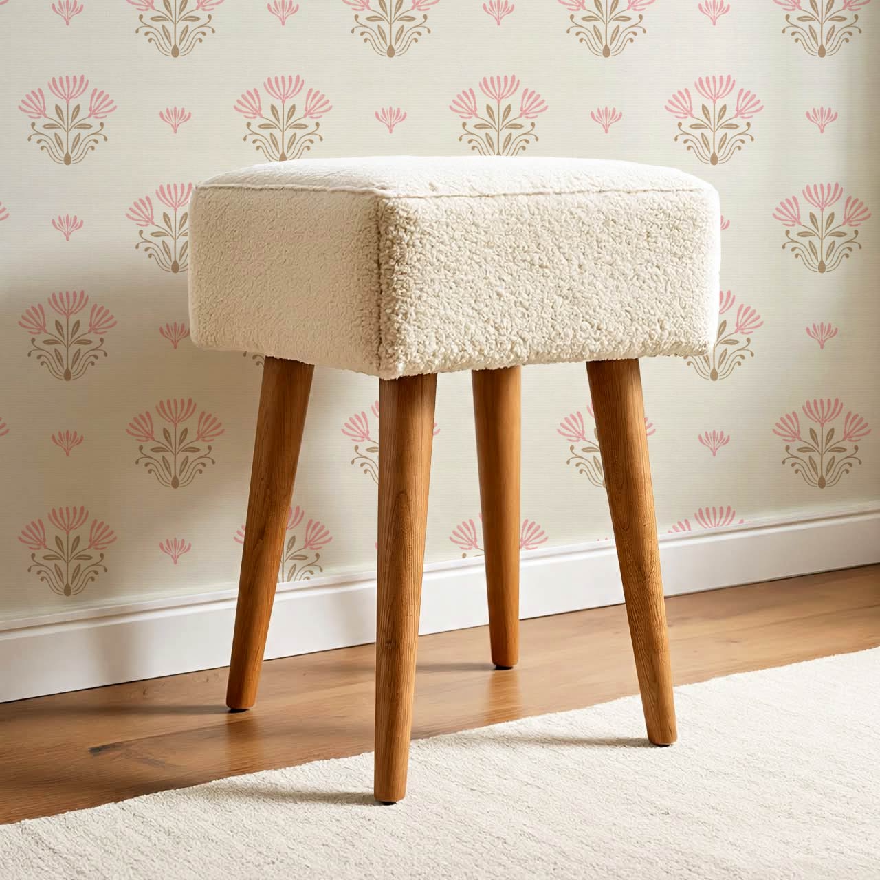 Anjali Delicate Flower Pink Beige Wallpaper