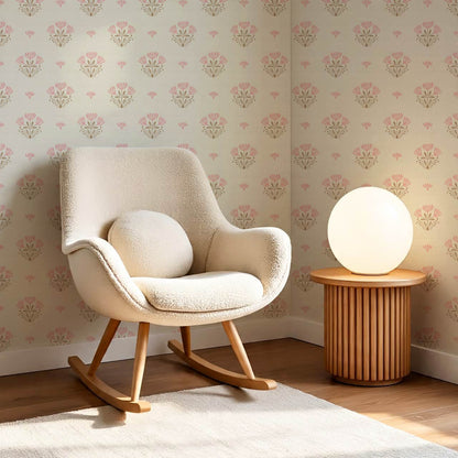 Anjali Delicate Flower Pink Beige Wallpaper
