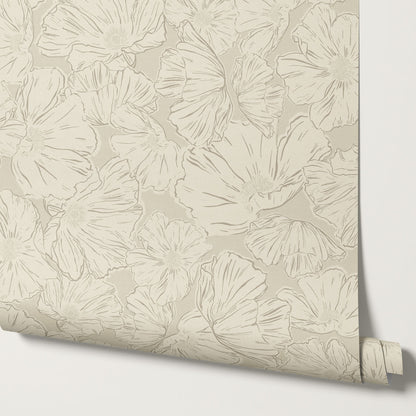Anna Rockrose Cream Wallpaper