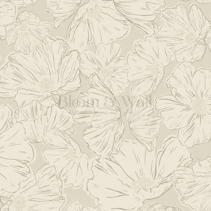 Anna Rockrose Cream Wallpaper